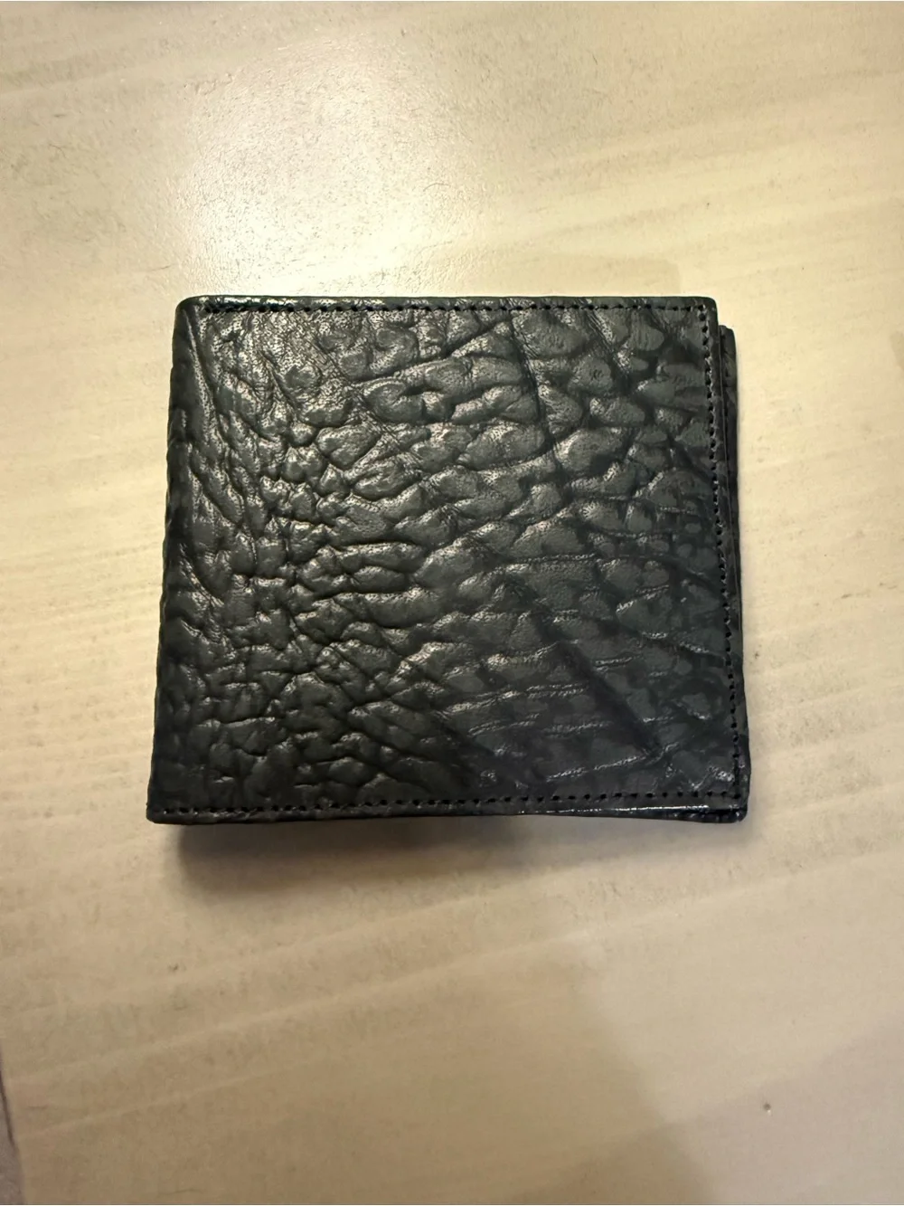 Black Men's Textured African Buffalo Leather Bifold Wallet